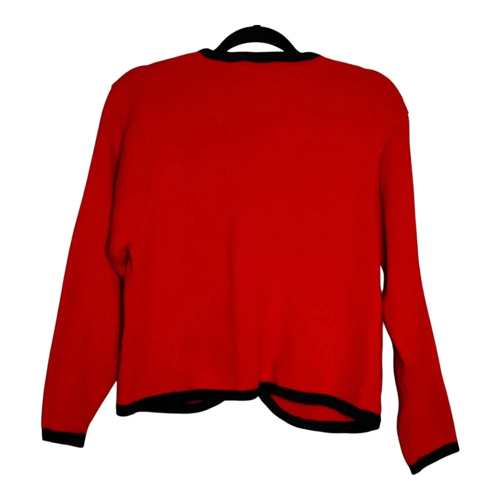 Vintage Tally-Ho Creation Red Black Knit Cardigan‎ Frog Closure Sweater Womens M